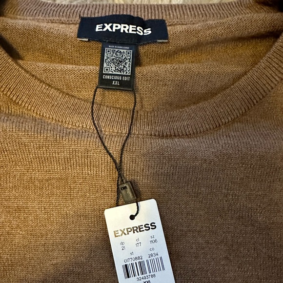 Nwt - express merino wool crew neck sweater size xxl color coffee bean - Picture 10 of 11